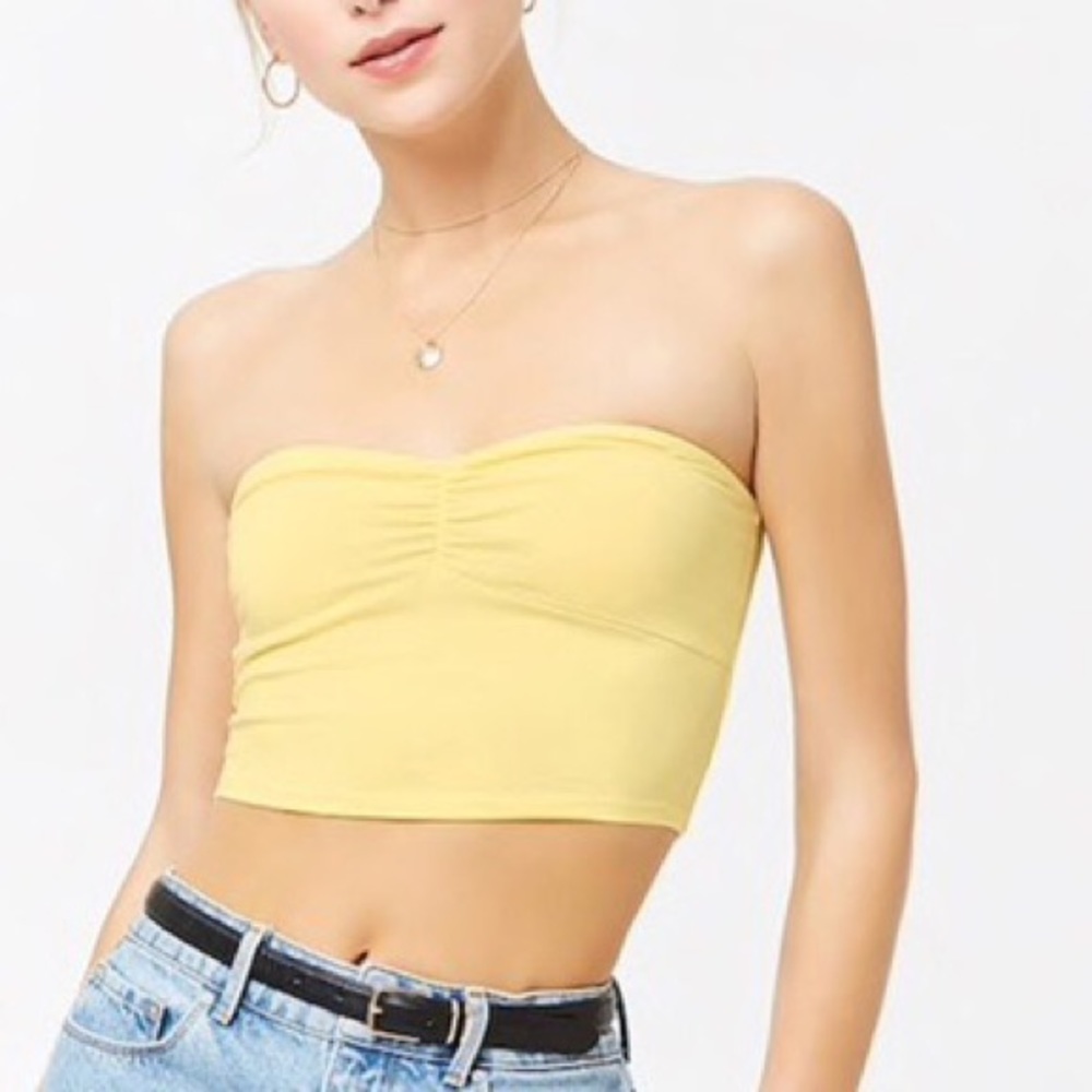 Yellow Sweetheart Crop Tube Top